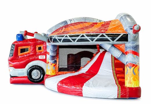 Châteaux gonflables multiplay des pompiers avec des objets 3D et un toboggan pour les enfants. Commandez des toboggan châteaux gonflables en ligne chez JB Gonflables France
