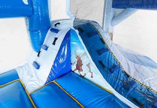 Châteaux gonflables multiplay Frozen Castle avec un toboggan et des objets 3D à l'intérieur pour les enfants. Achetez des toboggan châteaux gonflables en ligne chez JB Gonflables France