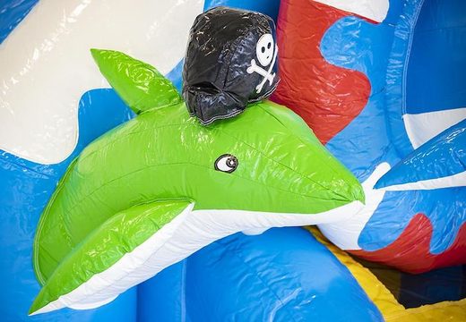 Acheter transat gonflable avec toboggan et dauphins en plusieurs couleurs pour enfants