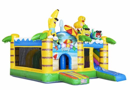 Commandez un château gonflable gonflable avec toboggan sur le thème de la fête d'été pour les enfants