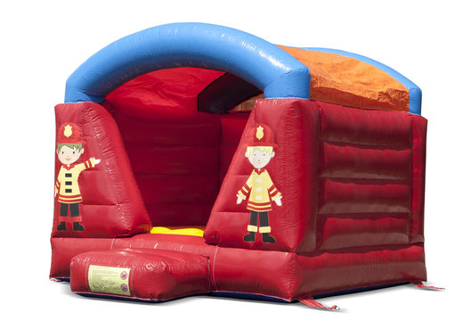 Achetez un château gonflable gonflable recouvert de rouge sur le thème des pompiers pour les enfants