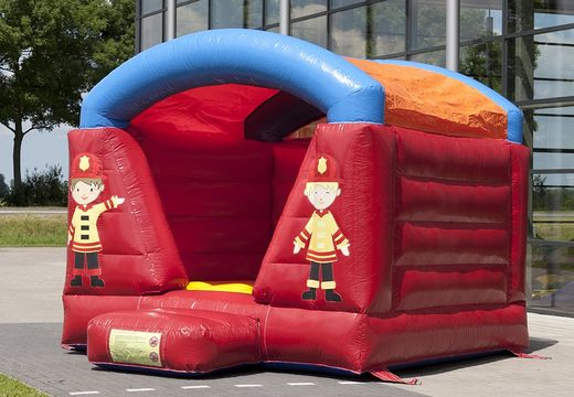 Château gonflable gonflable recouvert de rouge sur le thème des pompiers à vendre pour les enfants