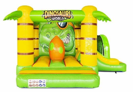 Acheter château gonflable gonflable avec toboggan thème dinosaure vert jaune pour enfant