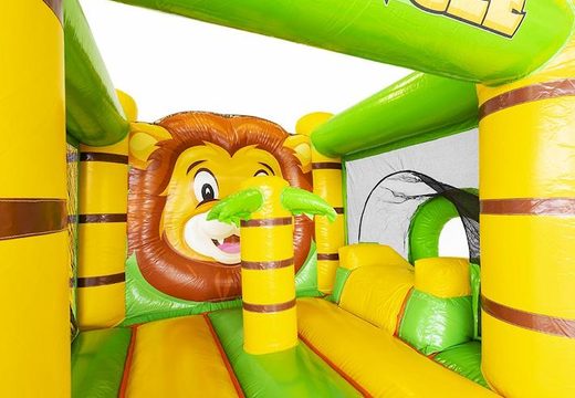 Commandez un coussin d'air gonflable compact avec toboggan dans le thème de la jungle pour les enfants