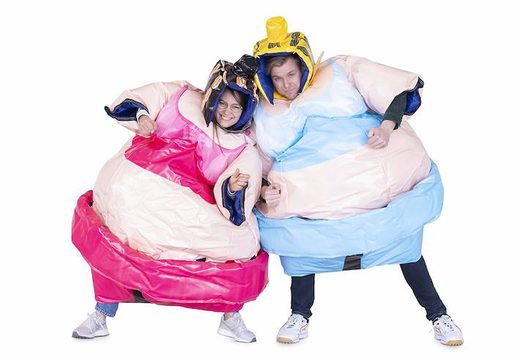 Commandez 2 costumes de sumo big mama en rose et en bleu pour lutter