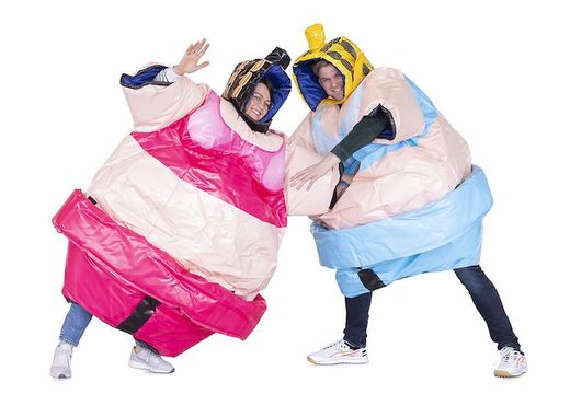 Commandez 2 costumes de sumo big mama en rose et en bleu pour lutter