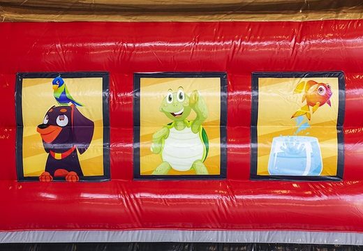 Commandez un coussin d'air de château gonflable avec toboggan sur le thème de l'hôtel des animaux pour les enfants