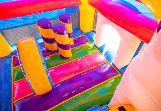 Château gonflable super gonflable multijoueur sur le thème de la licorne pour les enfants à vendre avec beaucoup de couleurs