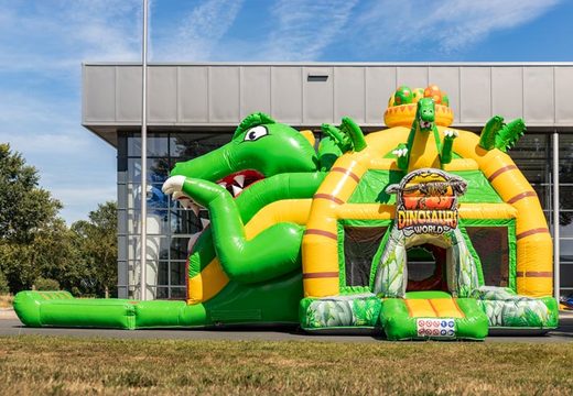 Commandez un château gonflable multijoueur super gonflable avec toboggan sur le thème des dinosaures pour les enfants