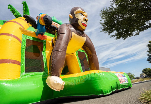 coussin d'air super multijoueur gonflable avec thème de la jungle des éléphants et des gorilles à vendre pour les enfants