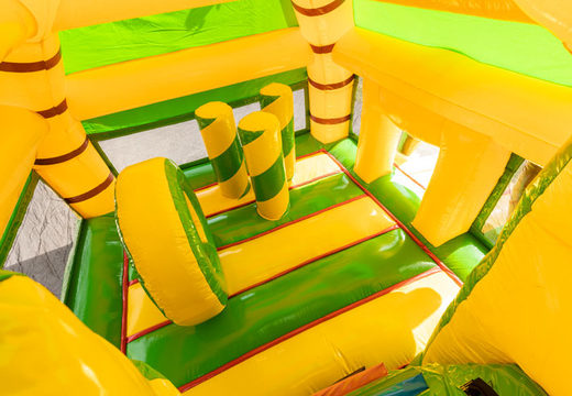 Commandez un grand château gonflable multijoueur gonflable avec toboggan sur le thème de la jungle pour les enfants