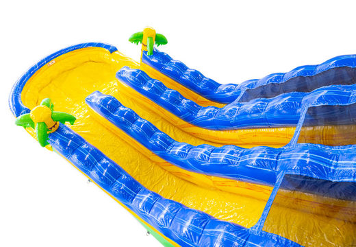 Commandez un toboggan aquatique gonflable Waterslide D22 Hawaii à thème tropical avec des palmiers