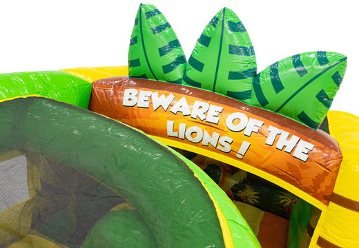 Achetez un château gonflable gonflable dans le thème Lion avec des imprimés qui correspondent au thème pour les enfants. Commandez des châteaux gonflables en ligne chez JB Gonflables France