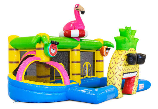 Achetez un parc gonflable coloré sur le thème Flamingo pour les enfants. Commandez des structures gonflables en ligne chez JB Gonflables France