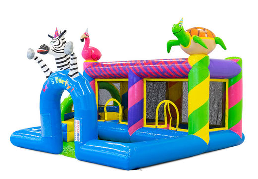 Achetez un château gonflable gonflable sur le thème Party pour les enfants. Commandez des structures gonflables en ligne chez JB Gonflables France