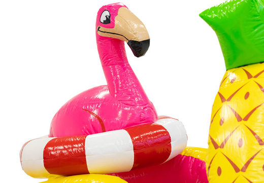 Achetez un château gonflable gonflable dans le thème Flamingo avec des imprimés qui correspondent au thème pour les enfants. Commandez des châteaux gonflables en ligne chez JB Gonflables France