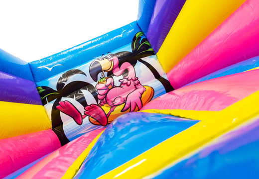 Commandez Château gonflable gonflable Flamingo avec imprimés pour enfants. Achetez des châteaux gonflables en ligne chez JB Gonflables France