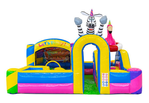 Commandez un château gonflable gonflable sur le thème Party pour les enfants. Achetez des structures gonflables en ligne chez JB Gonflables France