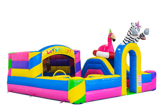 Achetez un parc gonflable coloré sur le thème Party pour les enfants. Commandez des structures gonflables en ligne chez JB Gonflables France