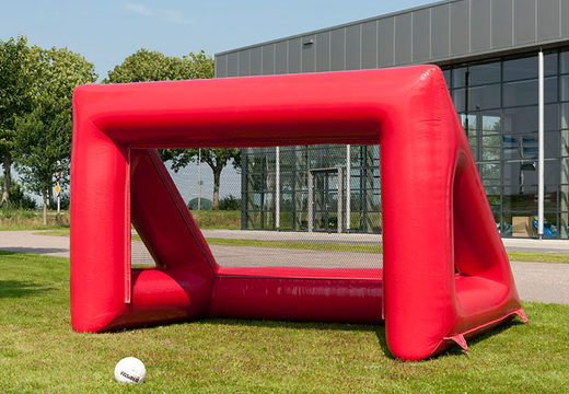 Commandez un but de football rouge gonflable de la taille d'un but de futsal pour petits et grands. Achetez un but de football gonflable maintenant en ligne chez JB Inflatables Pays-Bas