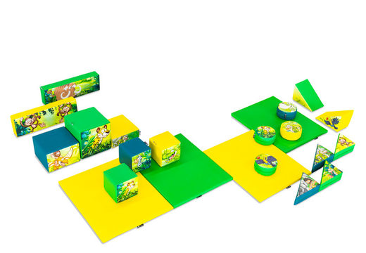 Grand ensemble de jeux en mousse sur le thème de la jungle et des dinosaures avec des blocs colorés pour jouer
