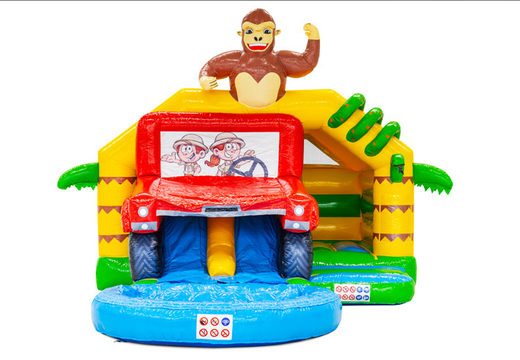 Achetez le château gonflable Slide Combo Double Slide avec thème Safari Gorilla chez JB