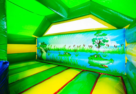 Achetez en ligne le château gonflable couvert Slide Combo Doubleslide sur le thème du crocodile chez JB