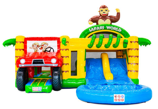 Achetez le château gonflable Multiplay Dubbelslide sur le thème du safari gorille chez JB