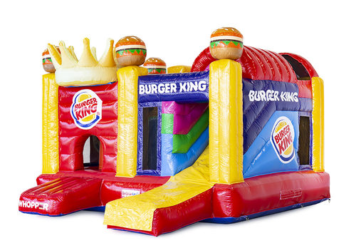 Gepersonaliseerde Burger king multiplay springkussen  inclusief 3D, logo's van de klant in eigen huisstijl laten maken bij JB Promotions Nederland. Bestel nu online promotionele springkussens in alle soorten en maten