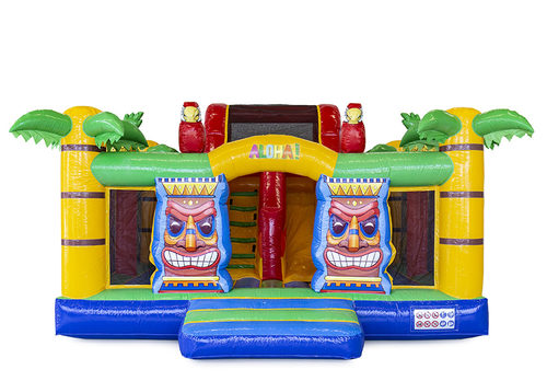 Koop gepersonaliseerde Hello 29 Slidebox Hawaii  springkussen voor diverse evenementen bij JB Inflatables. Bestel nu op maat gemaakte promotionele springkussens bij JB Promotions Nederland