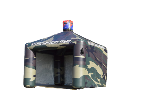 Opblaasbare tent in camoflage op maat gemaakt voor de klant
